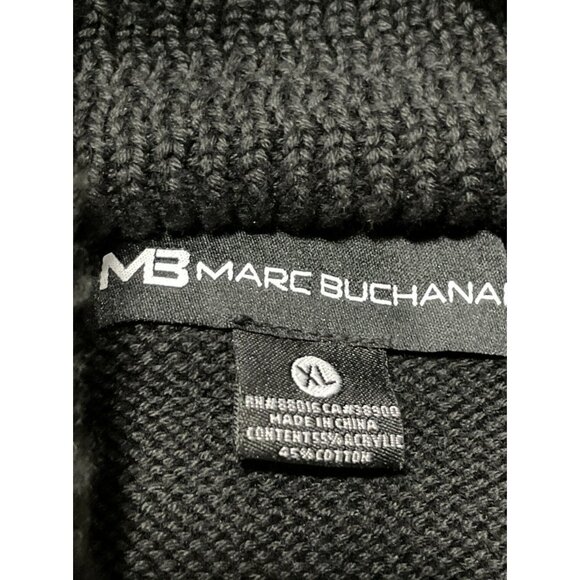 Marc Buchanan Men’s Black Heavy Knit‎ Pullover Shawl Collar Sweater Size XL - Picture 6 of 9